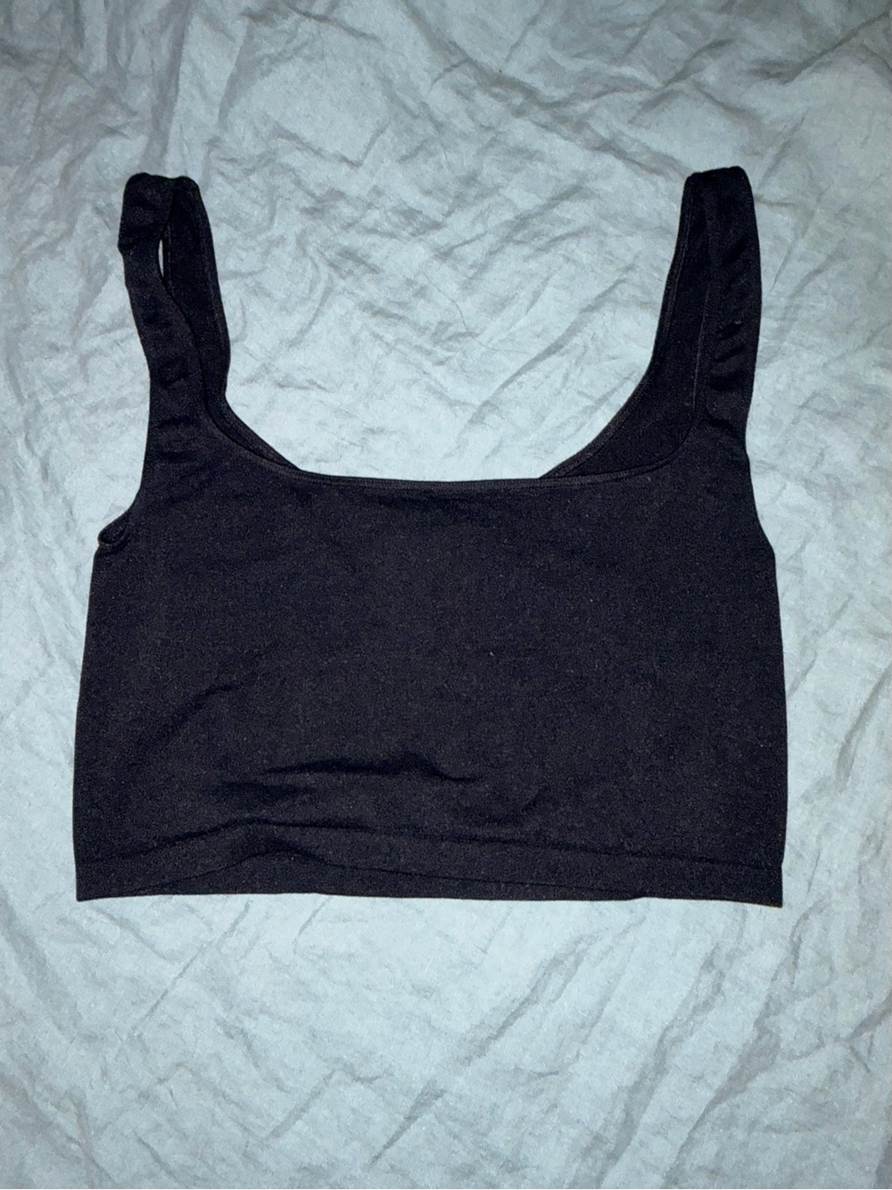 Black Square-Neck Crop Tank Top